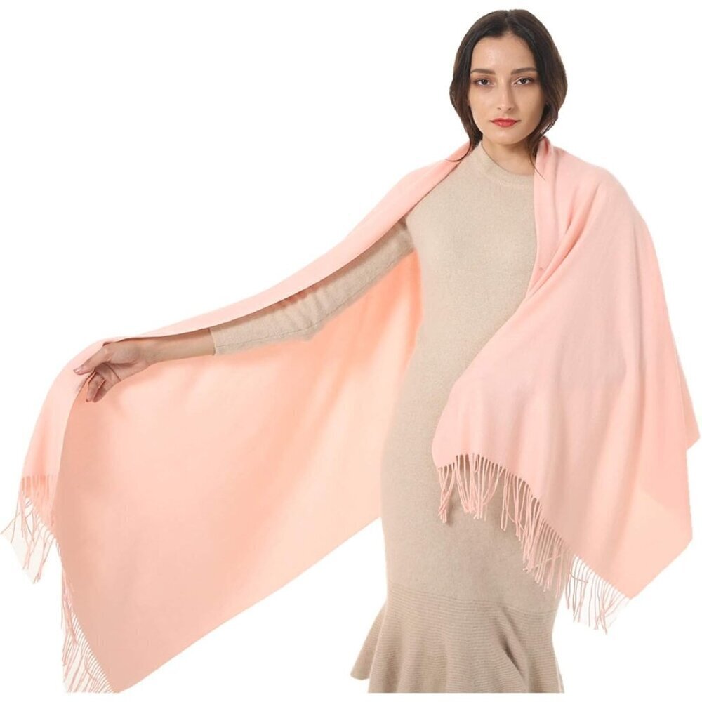 🆕 Women Pink Evening Dress Wedding Pashmina Shawls Winter Warm Silky Scarves